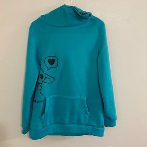 a944-H1~ Youboya~Size Medium Woman Tops~Womens~Hoodie Sweater~Turquoise, Blue